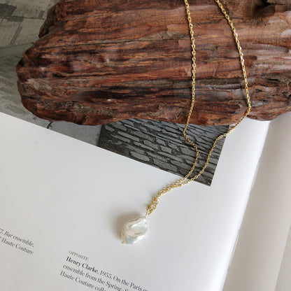925 Sterling Silver Baroque Pearl Pendant Necklace