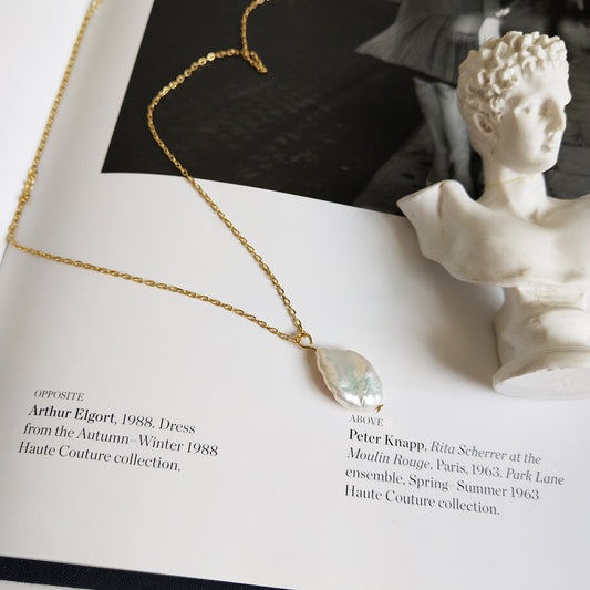 925 Sterling Silver Baroque Pearl Pendant Necklace